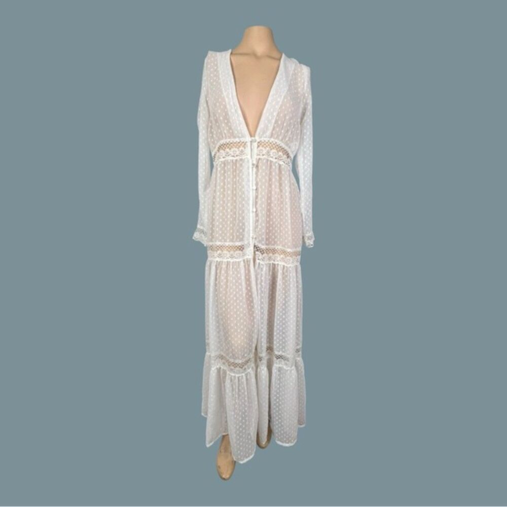 Boohoo Boho Lace Beach Dress White M